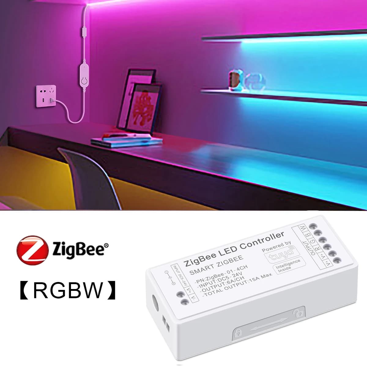 Zigbee 3.0 WiFi LED de contrôle 2.4GHz CCT RGB RGBW RGBCCT LED bande Tuya passerelle huue pont chose