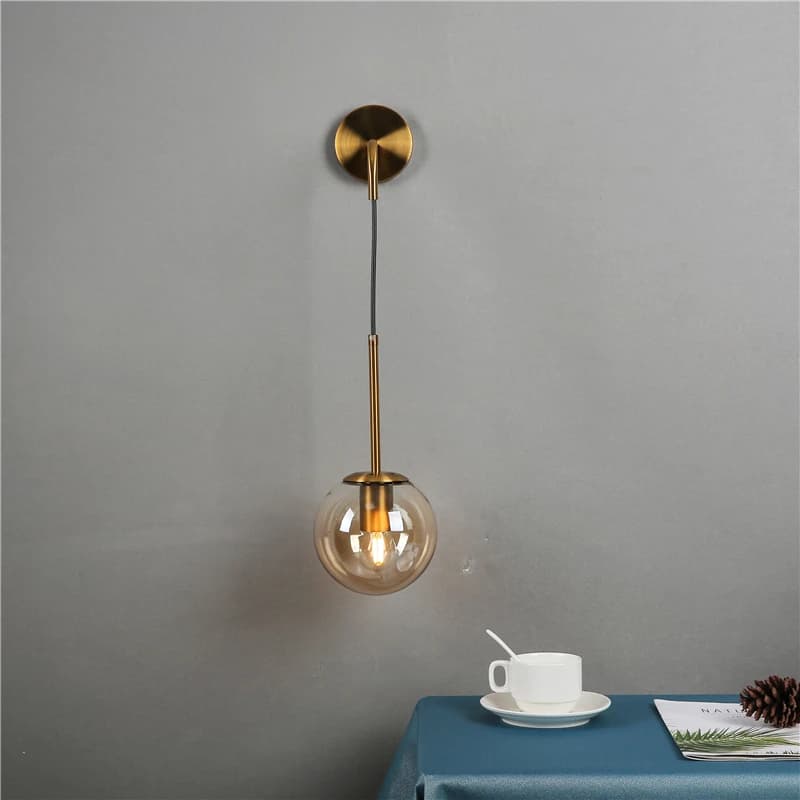 Post-moderne Simple mur LED lumière nordique Vintage boule de verre appliques pour chambre escalier