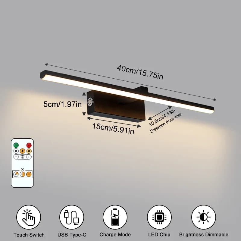 Lampes murales LED à piles rechargeables 5200mAh avec interrupteur tactile, variateur d'intensité, U