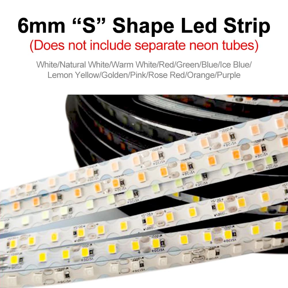 6mm 8mm bricolage séparé Silicone néon Flexible pliable DC12V 2835SMD S forme 120Led bande lumineuse