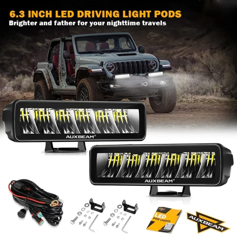 Auxbeam-Dosettes de feux de conduite LED avec SFP, 6.3 pouces, 60W, camion tout-terrain 514 et plus