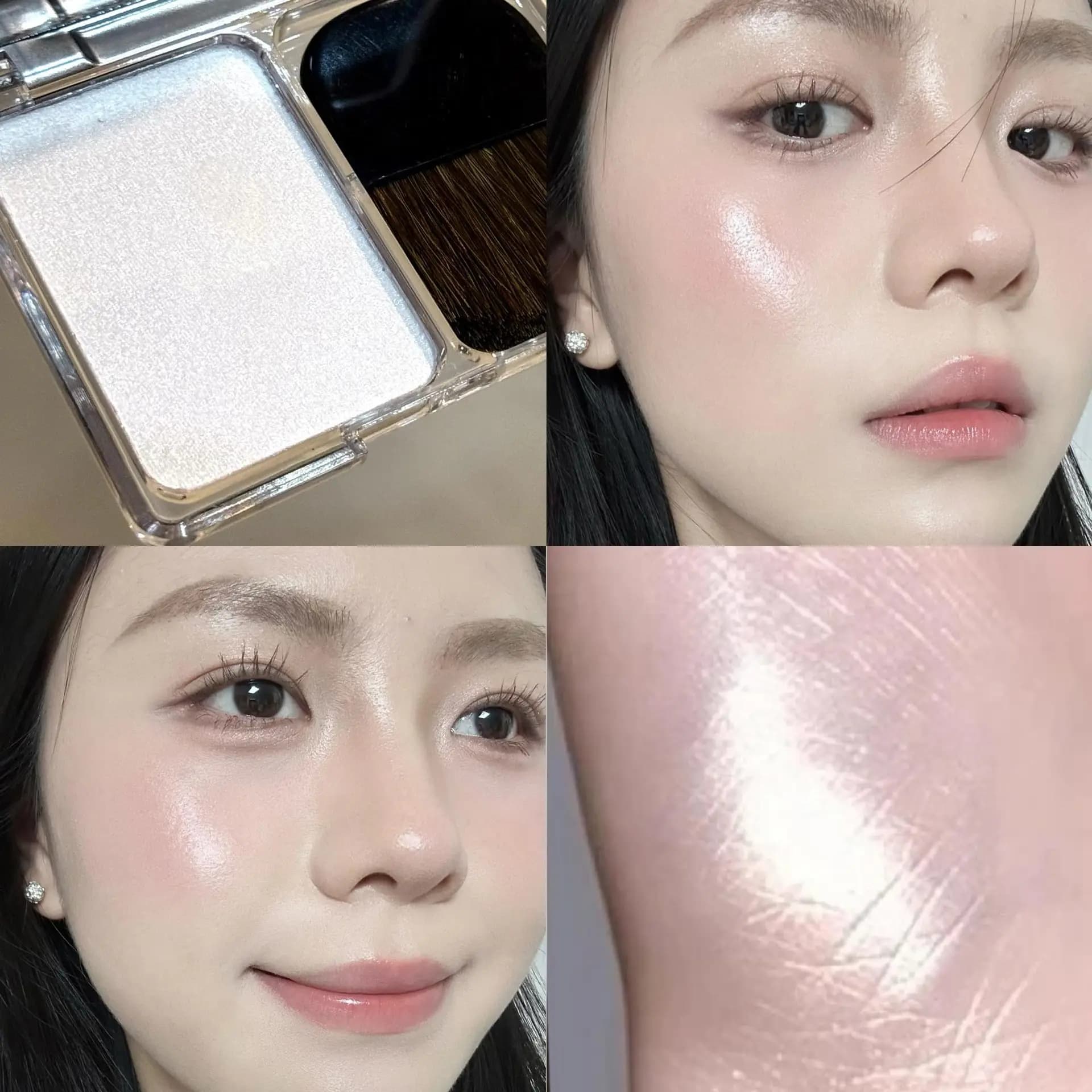 Avec brosse nœud papillon visage éclaircir surligneur étincelles brillant plaque de maquillage fée v