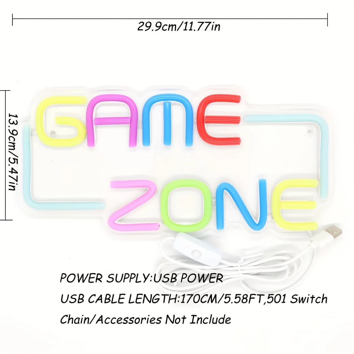 Game Zone Neon LED Sign for Wall Decor, Game Lights Signs with USB 62 for Game Room, Bedroom Gifts, 