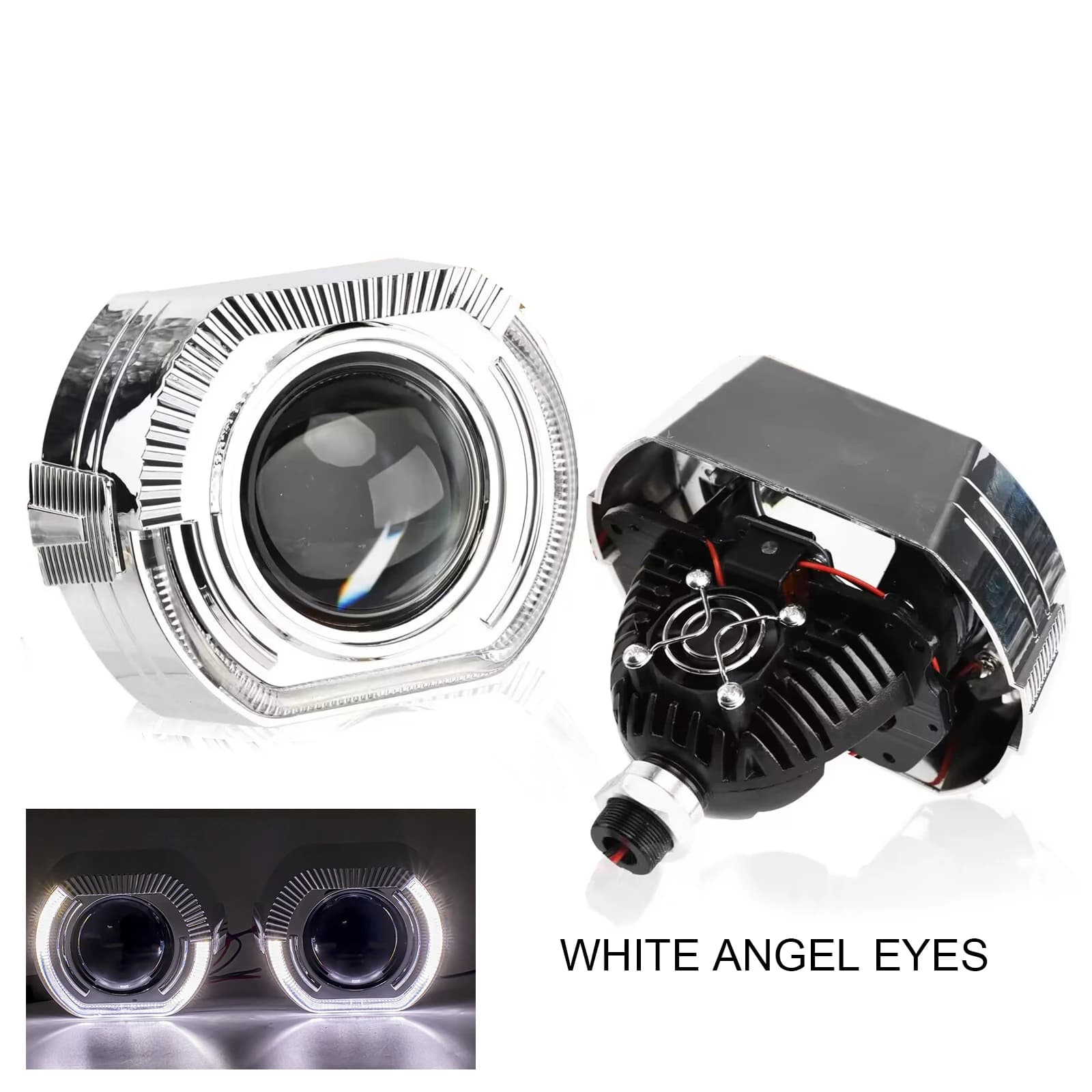 Lentille de projecteur Bi-LED 90W 3.0 pouces avec cache DRL Angel Eye, haute puissance, installation