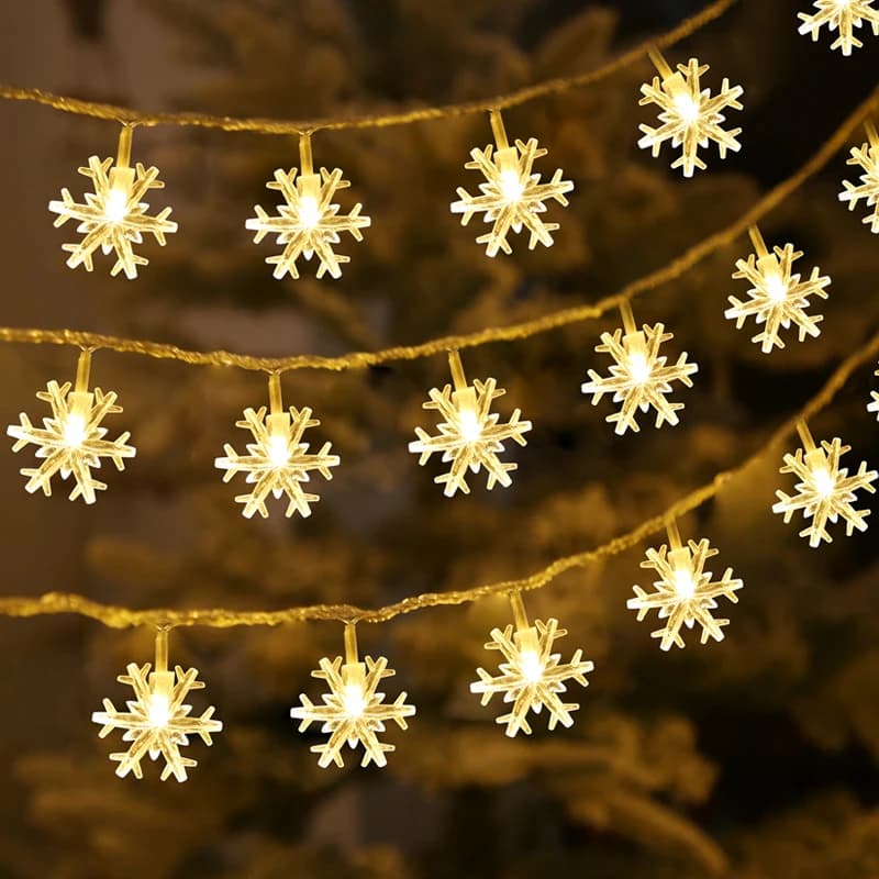 Guirlande lumineuse féerique LED flocon de neige, lumières de noël pour la maison, décoration de mar