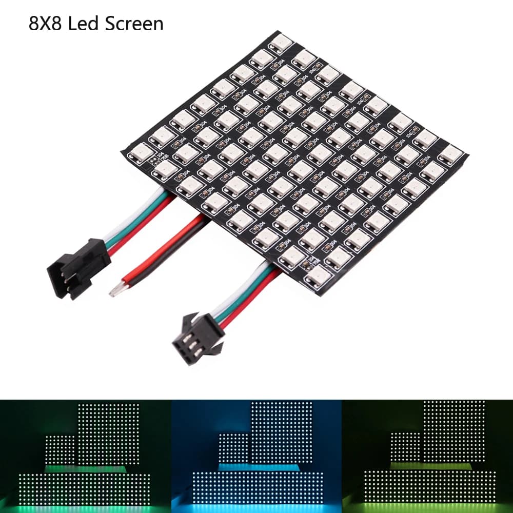 Panneau Lumineux LED avec Contrôleur Bluetooth éventuelles 110E, WS2812B, WS2812, 8x8, 16x16, 8x32 P