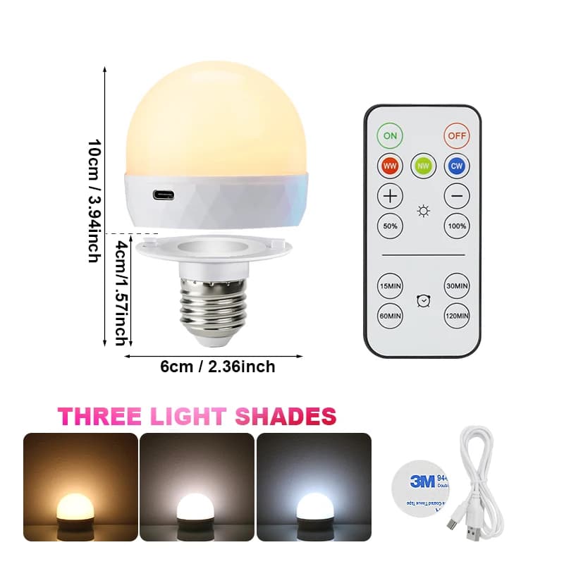 Ampoule LED RGB, chargement USB 5V, télécommande intelligente, variable, pour chambre à coucher, che