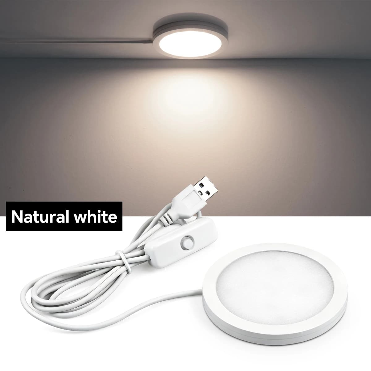 Petite lampe de nuit LED ronde à alimentation USB, interrupteur à bouton, lampe de plafond LED, lamp