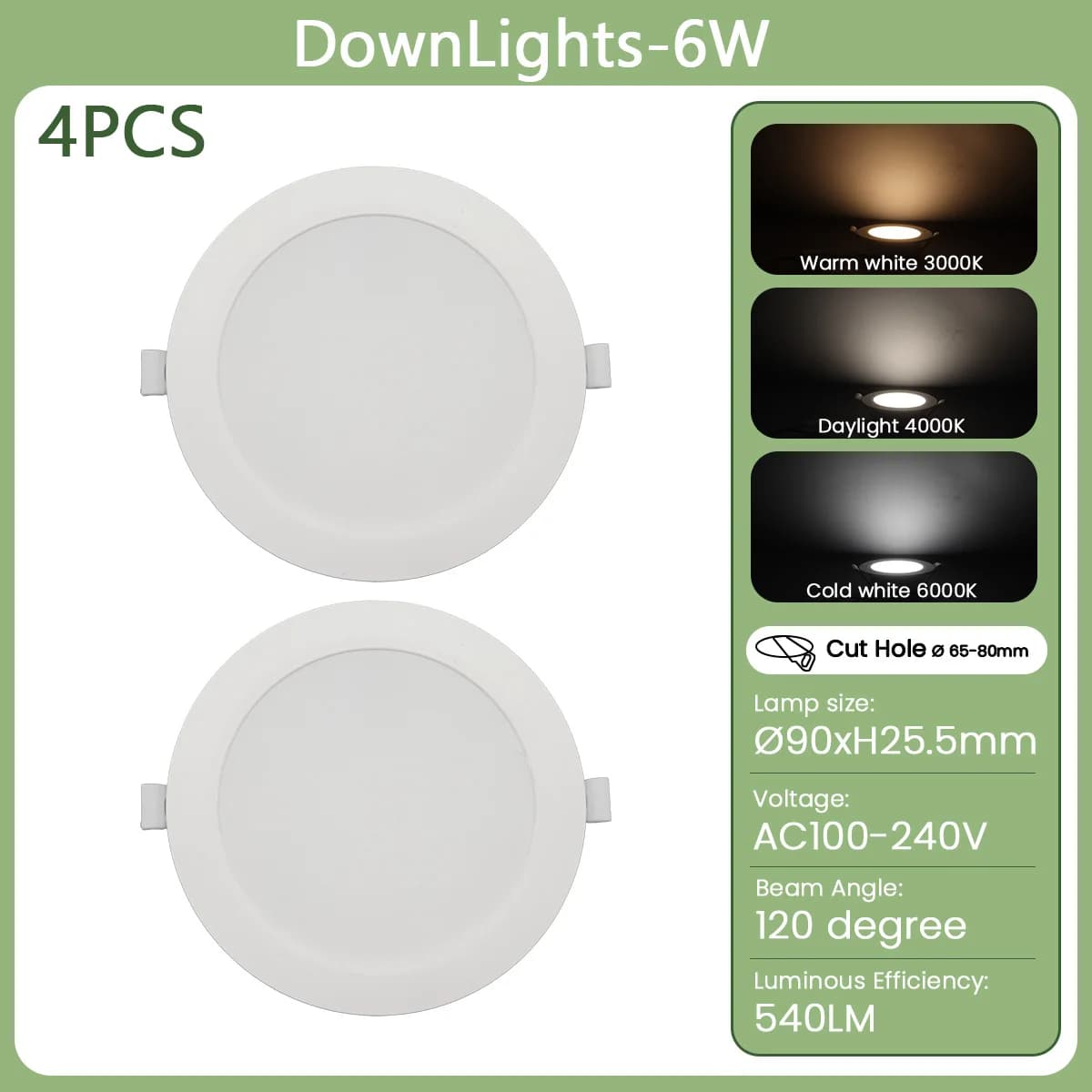 Spot Lumineux LED Encastrable Rond pour le Plafond, Éclairage d'NikDomestique, 110V, 230V, 3000K, 40