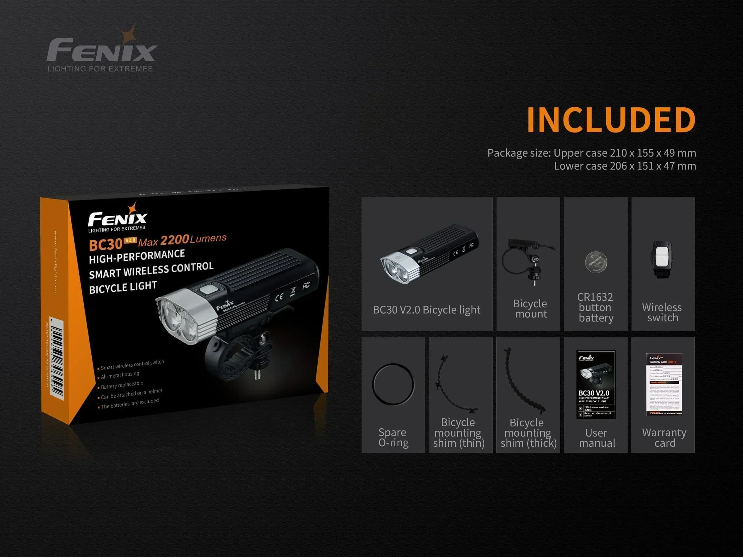 Fenix BC30 V2.0 système de faisceau Intelligent à double Distance à haut rendement 2200 lumens inter