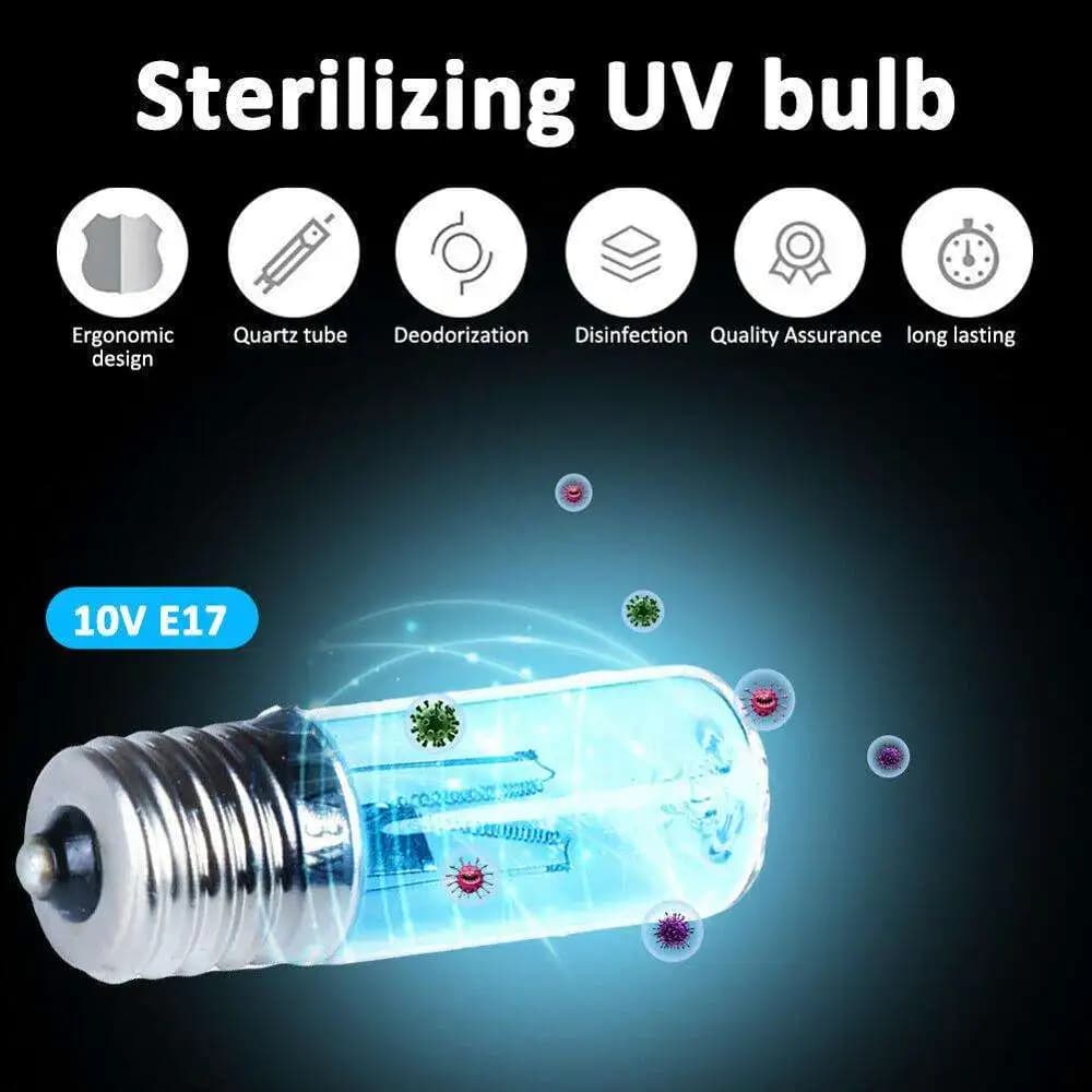 Lampe de désinfection UVC à tube de quartz E17 10V, lampe ultraviolette à ozone 254nm, ampoule germi