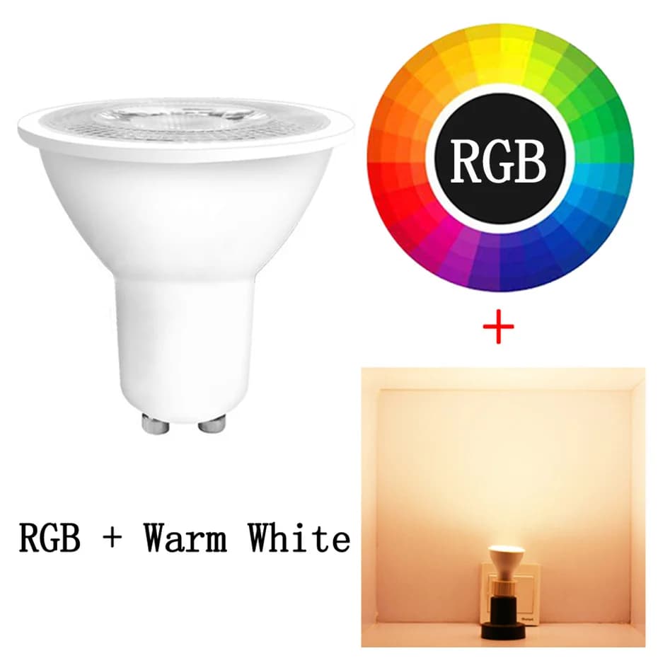 Ampoule LED GU10 8W, projecteur à intensité variable, rvb, 16 couleurs, décoration de la maison, AC