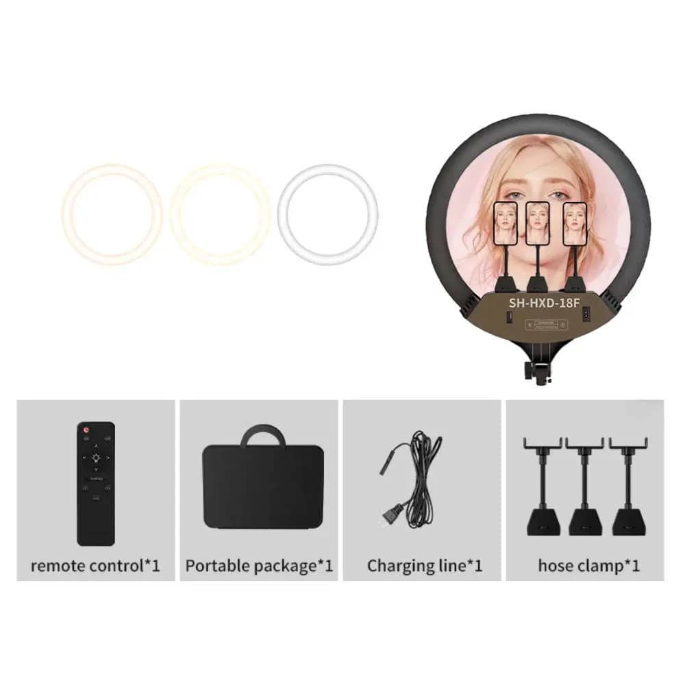 Anneau lumineux LED avec trépied pour selfie, télécommande, éclairage de photographie pour téléphone