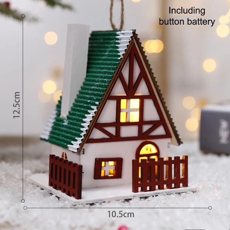 Maison de noël en bois LED, Mini maisons de neige de noël, Figurines de construction de Village d'hi