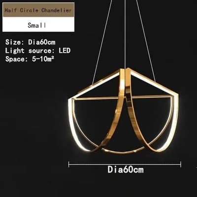 Lustre LED en acier inoxydable pour salle à manger, lampe à suspension demi-cercle, designer, hôtel,