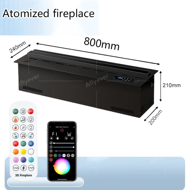 Cheminée à brouillard d'eau Cheminée à atomisation LED intelligente Humidificateur de flamme virtuel