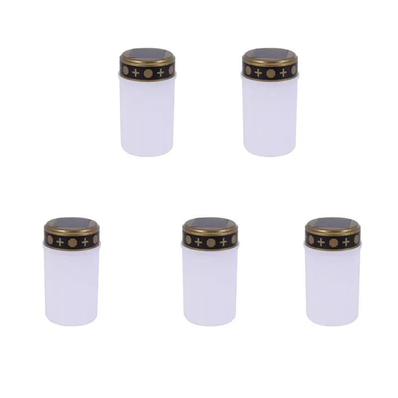 Bougie funéraire blanche A36T pour cimetière, lampes solaires avec éclairage LED, 5 pièces