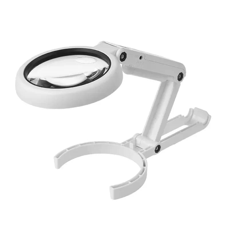Loupe de bureau portative à double usage 5X 10X avec lumière LED, support réglable, alimentation USB