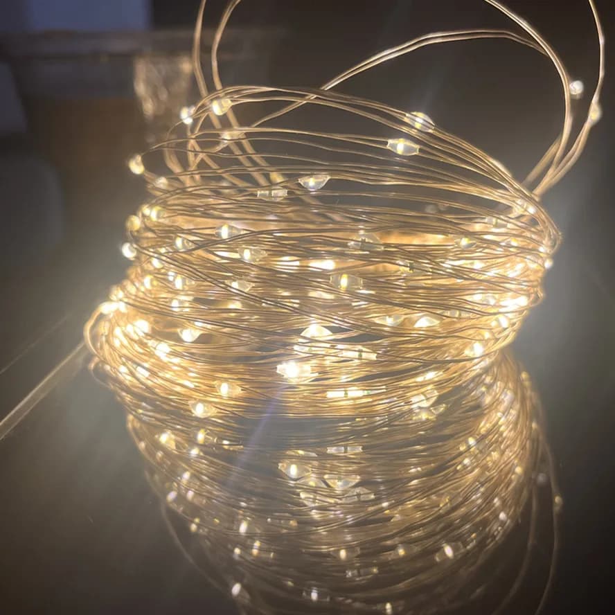Guirlande lumineuse LED en fil de cuivre, 1M, 2M, 3M, 5M, fonctionnant à piles, éclairage féerique p