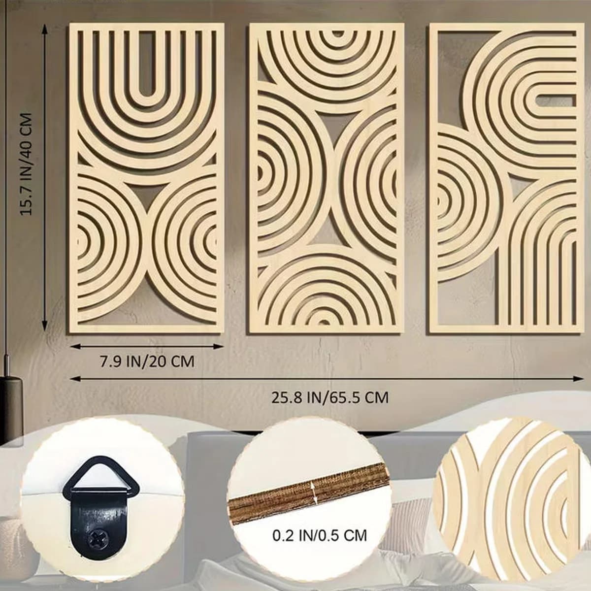 Peintures murales murales en bois Art déco, arc creux abstrait, cuisine bohème, salle de bain, décor