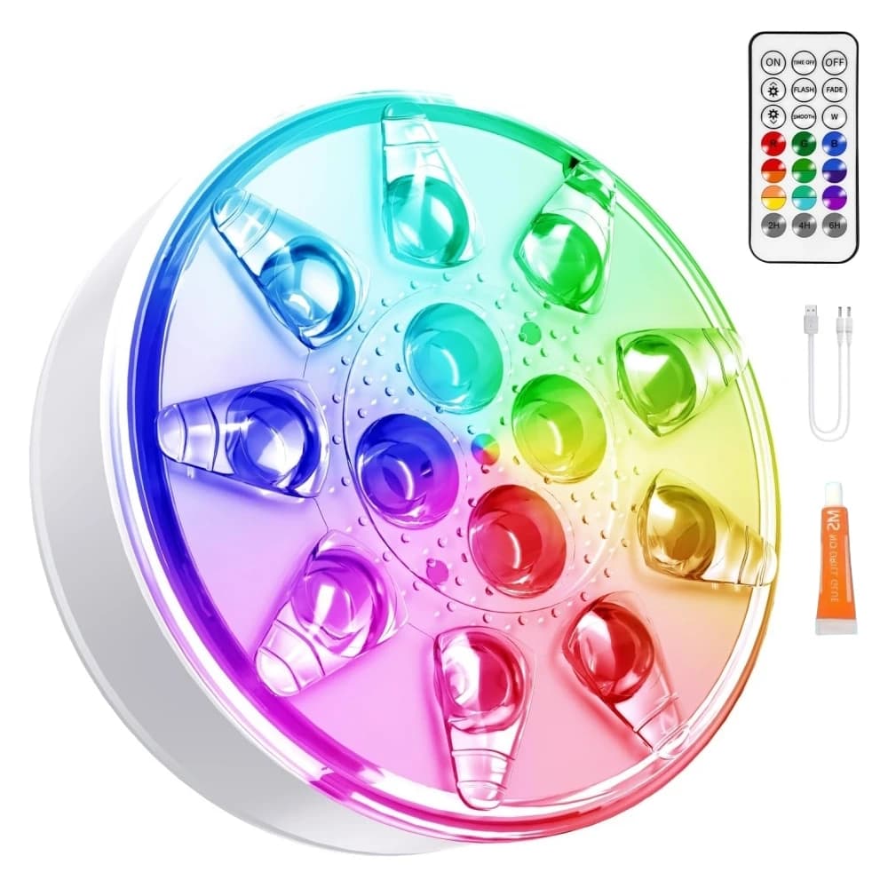 Lumières de piscine LED submersibles rechargeables améliorées avec télécommande IP68 lumière d'étang