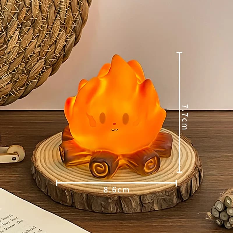 Lampe de nuit LED Kawaii en forme de flamme souriante, fonctionnant sur piles, lumière de feu de cam