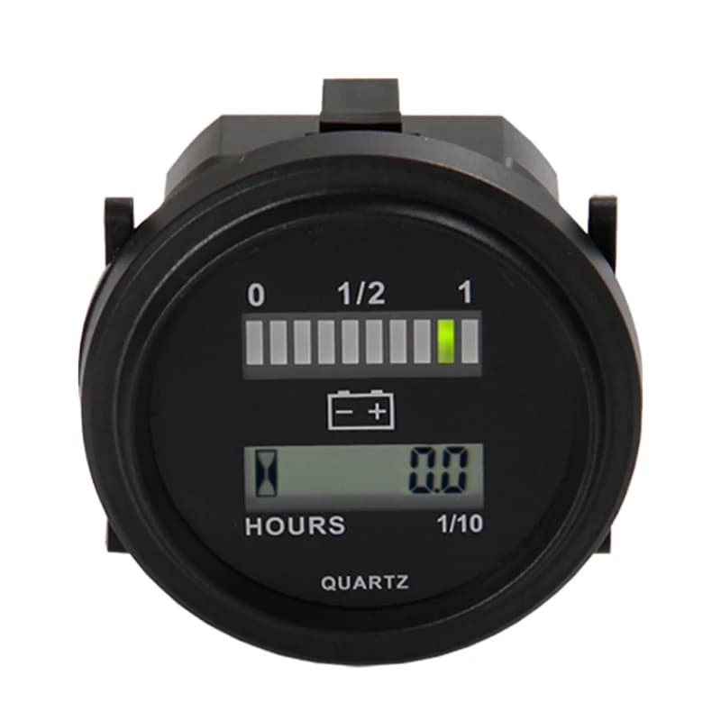 Indicateur de batterie rond LED avec compteur horaire, 12/24V 36V 48V 72V, pour bateau de Golf, char