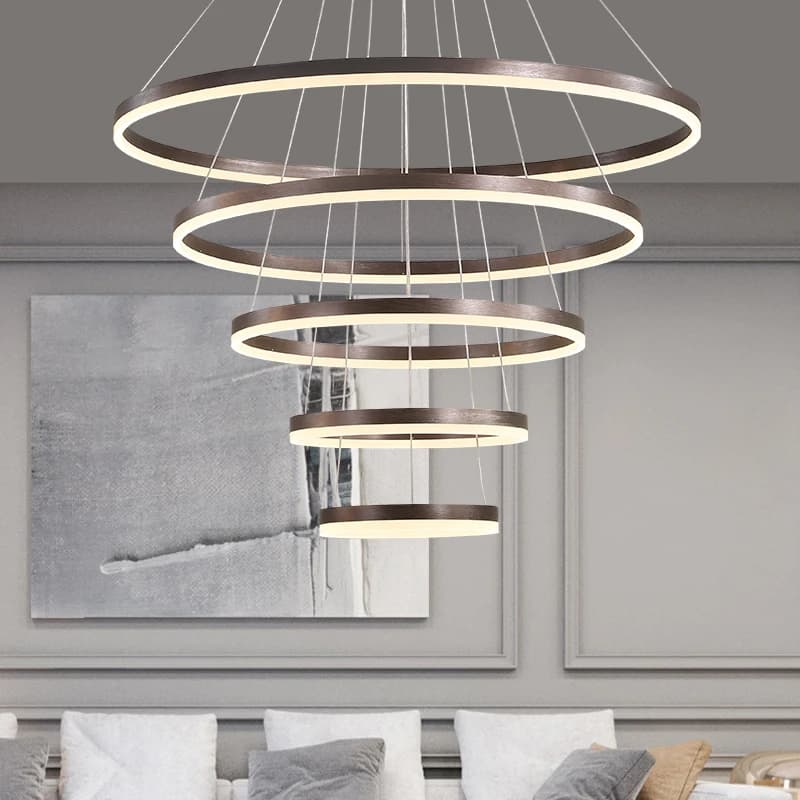 Moderne 5 anneau rond lustres de plafond pour salon salle à manger escalier suspension lampe Led déc