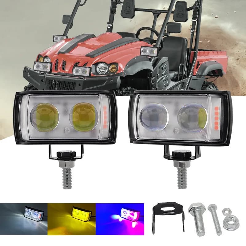 Feu de travail antibrouillard LED, 3 couleurs, blanc, ambre, rouge, bleu, projecteur auxiliaire pour