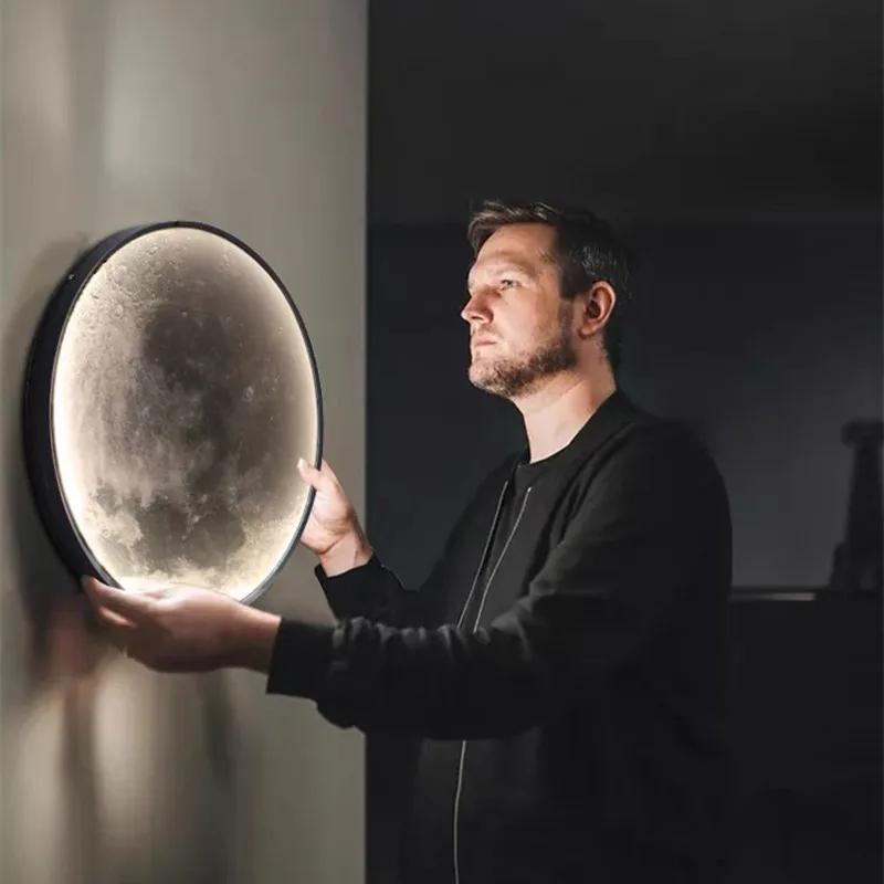 Applique murale LED en forme de lune, design nordique moderne et minimaliste, luminaire décoratif d'intérieur, idéal pour une chambre à coucher, un couloir ou un salon