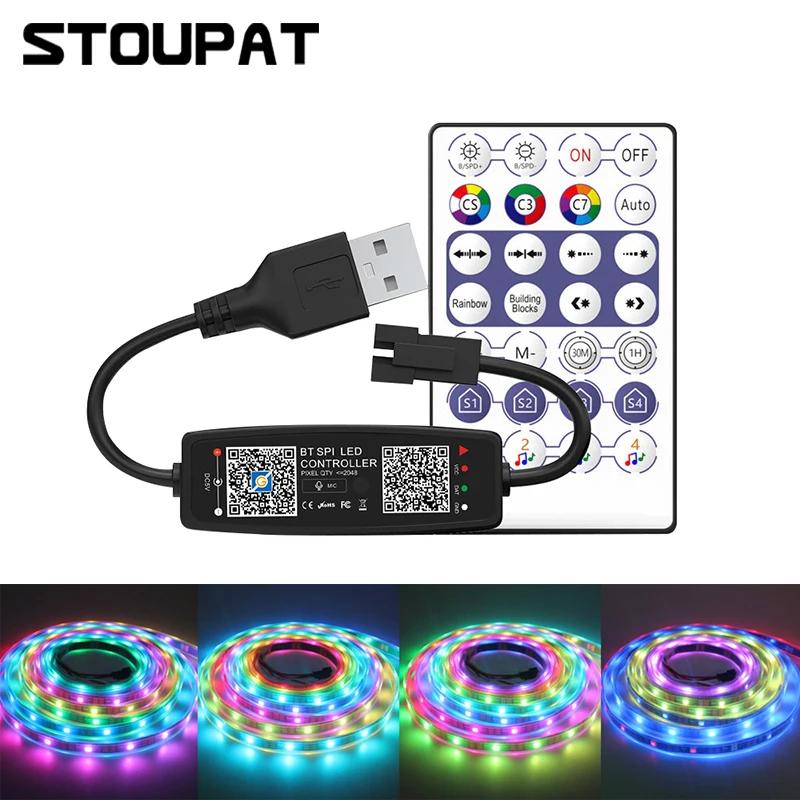 Contrôleur BLE WS2812B Musique Bluetooth pour bande lumineuse LED Pixel SK6812 WS2811 WS2812 Bande lumineuse LED USB 5V Contrôleur à distance par application