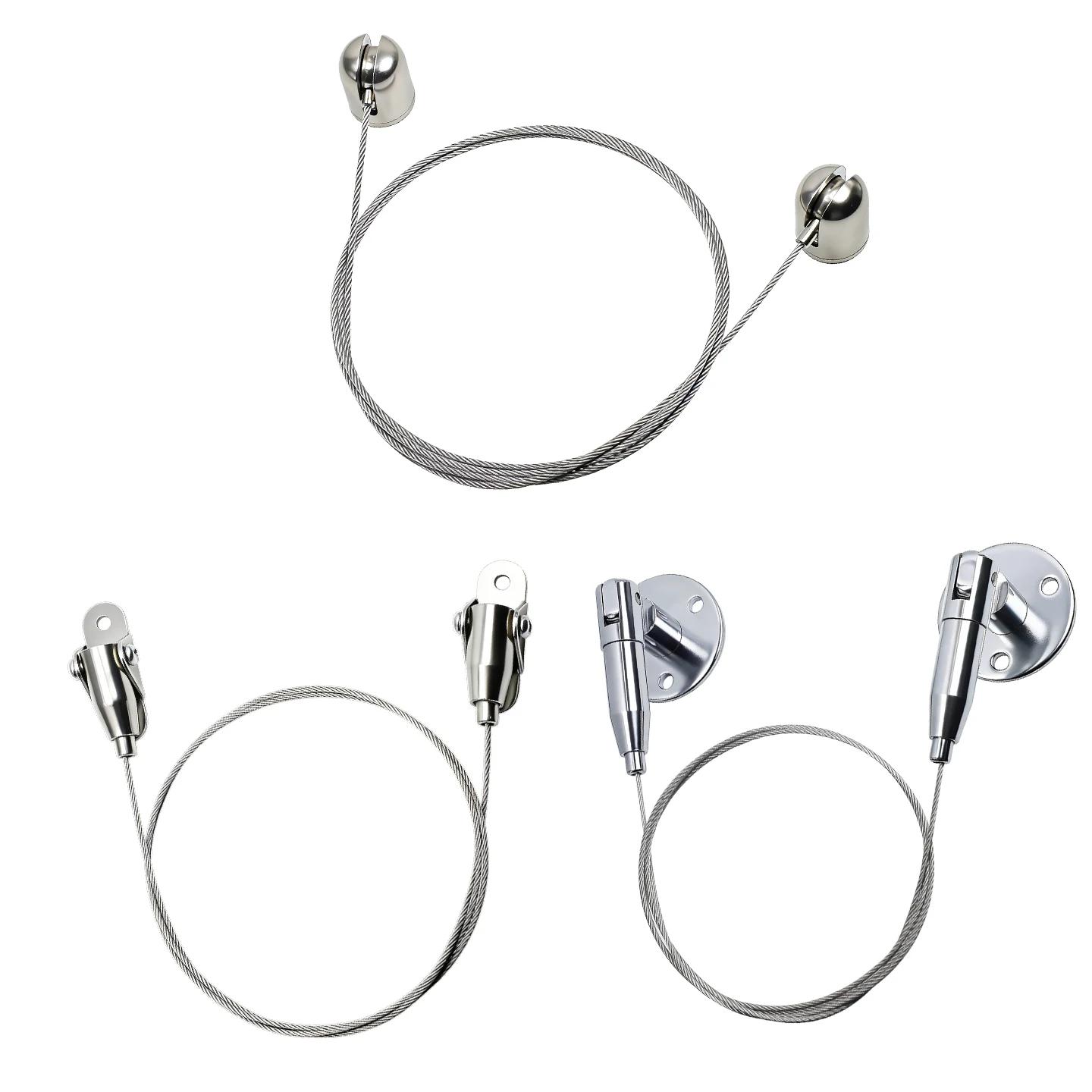 Kit de suspension à câble en acier réglable 4 pièces, câble en acier inoxydable de 1,5 mm pour suspension de panneaux publicitaires/cadres