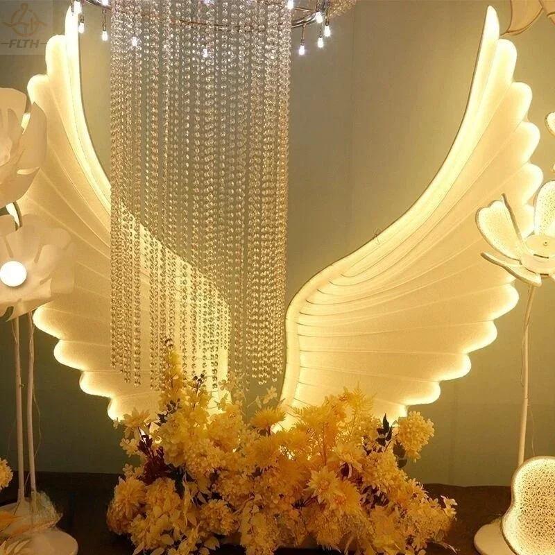 Mariage Luminescent ailes d'ange LED décoration lampe moderne ailes de fée pour scène de fête brillant route plomb led mariée mariage