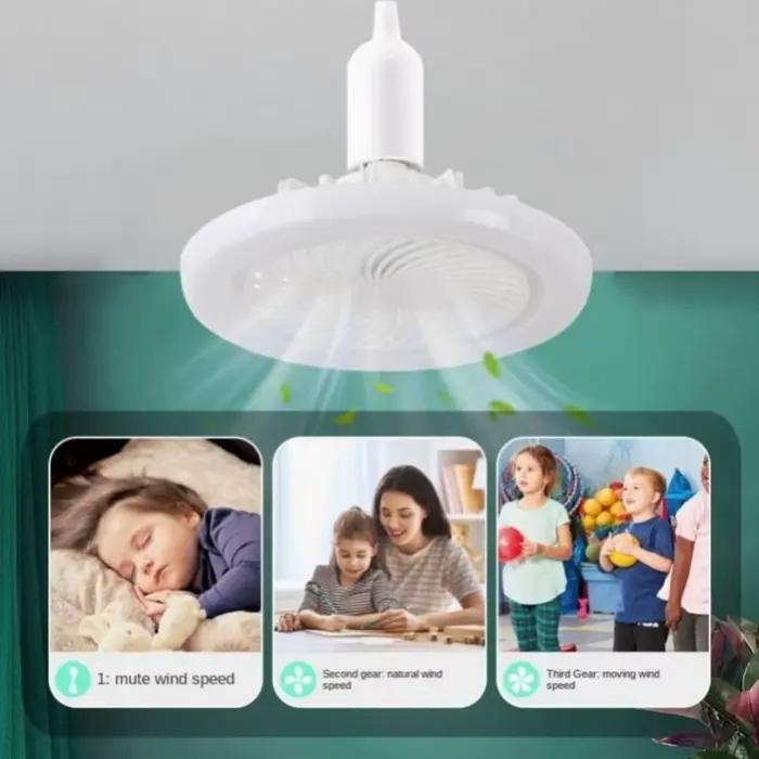 Ventilateur de Plafond avec Lampe d'Éclairage, Base de Convertisseur, avec Télécommande, Silencieux,