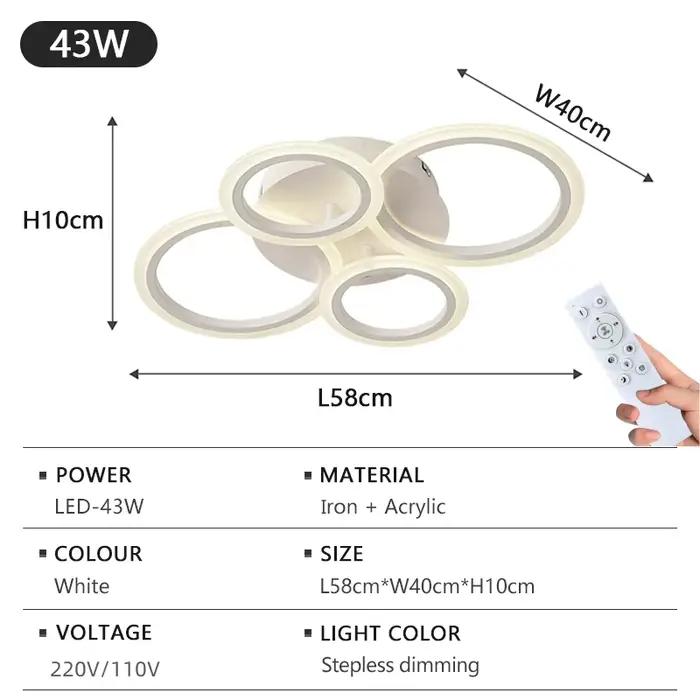 Plafonnier LED moderne en forme d'anneau, luminaire décoratif d'intérieur, idéal pour un salon, une