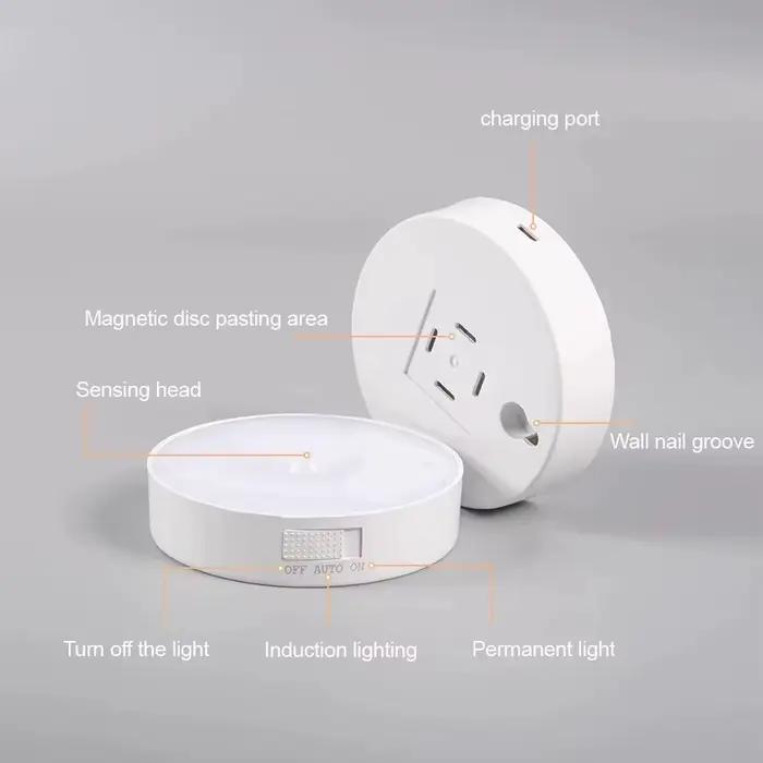 GGbingo-Capteur de mouvement LED veilleuse type-c rechargeable, armoire de cuisine, lampe de garde-r