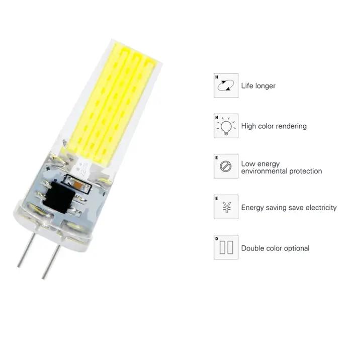 10 pcs/lot COB LED G4 AC DC 12 V 220 V 3 W 6 W ampoule variable Mini lampe à LED projecteur lustre é