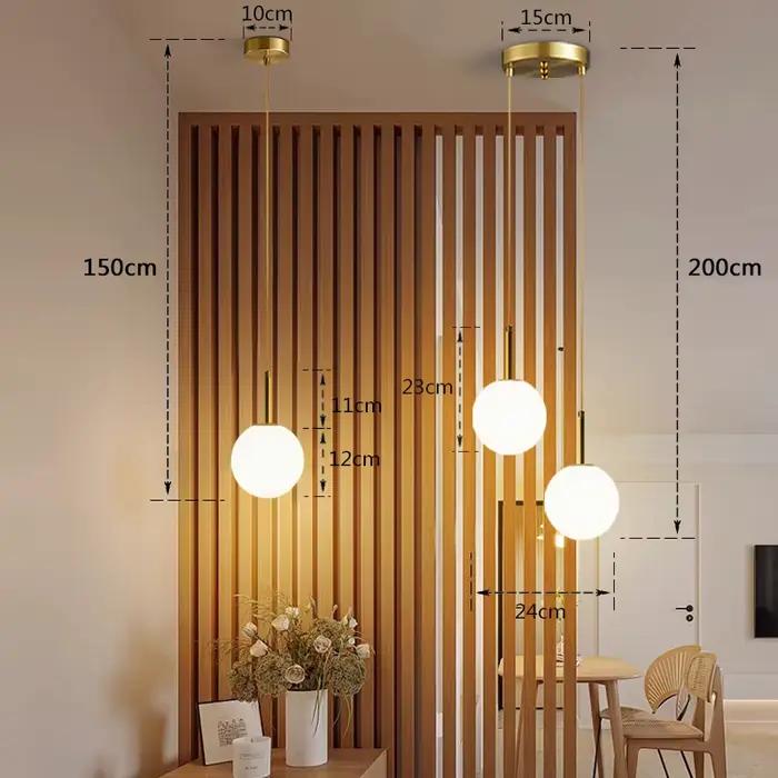 Suspension de chevet LED moderne Boules de verre blanches ou gris fumé disponibles Suspension de pla
