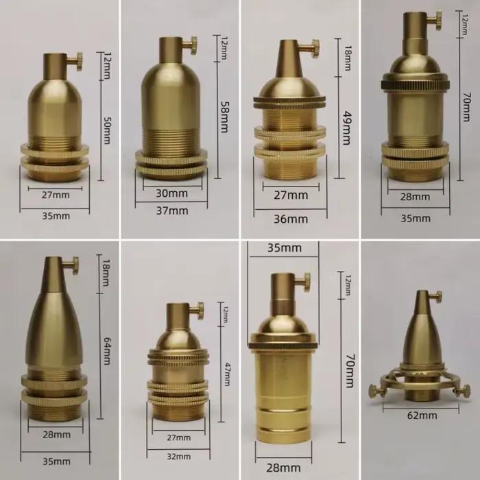 Douille de lampe en laiton spirale E14 E12 rétro, Base de plafonnier, accessoires en céramique tout