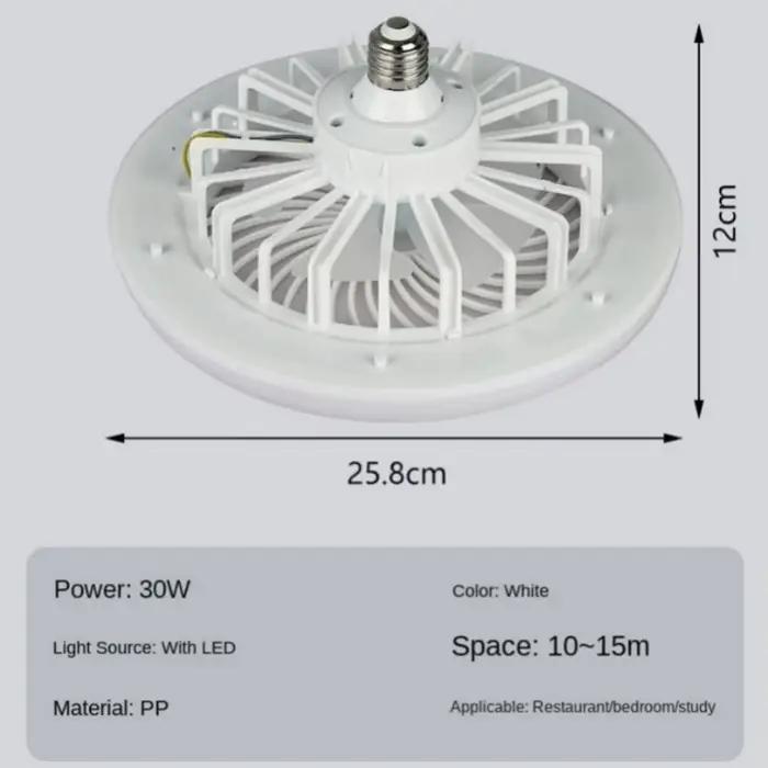 Ventilateur de Plafond avec Lampe d'Éclairage, Base de Convertisseur, avec Télécommande, Silencieux,