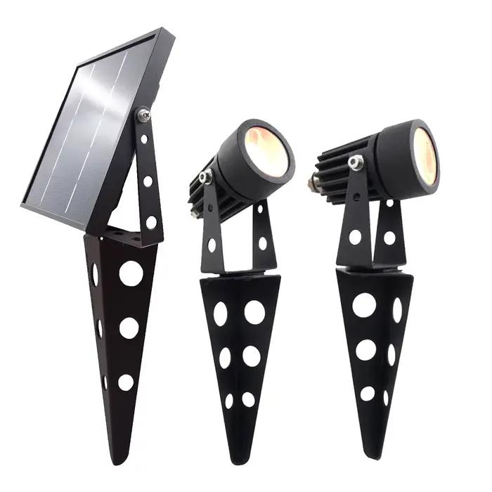 Mini projecteur LED solaire double 50X amélioré, tout en métal, pour décoration extérieure de jardin