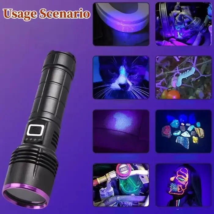 Lampe de poche aste par USB, lumière violette étanche, torche UV pour animal de compagnie, détecteur