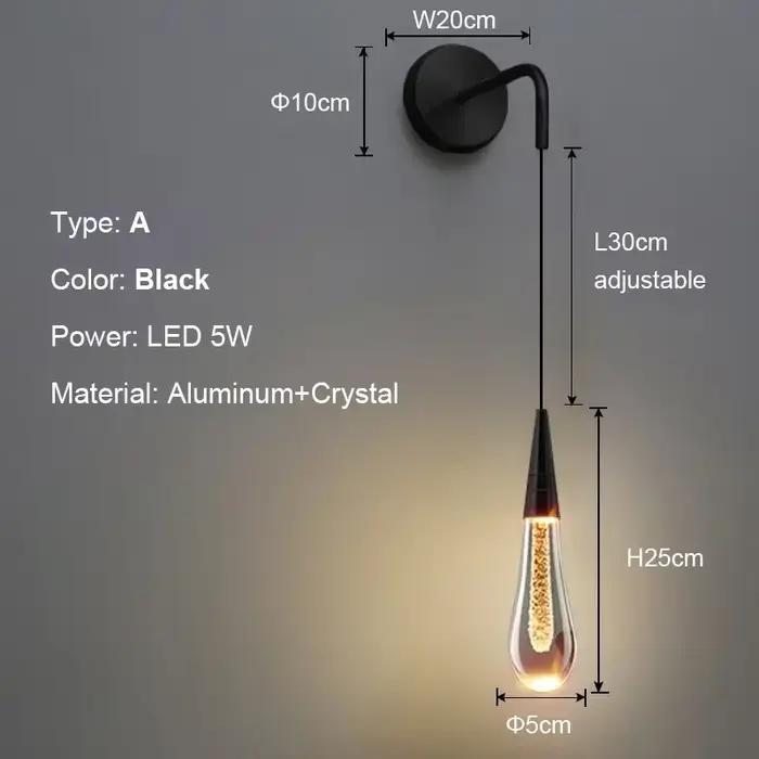 Appliques murales en cristal post-modernes verre Led gouttes de pluie créatives applique murale pour
