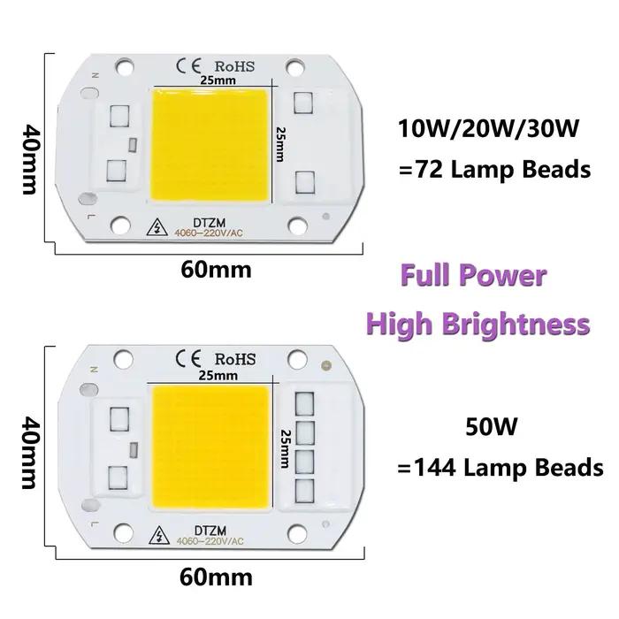 Puces IC intelligentes pour moteur COB LED, 50W, AC 220V, lampe de budgétaire, bricolage, 10 pièces