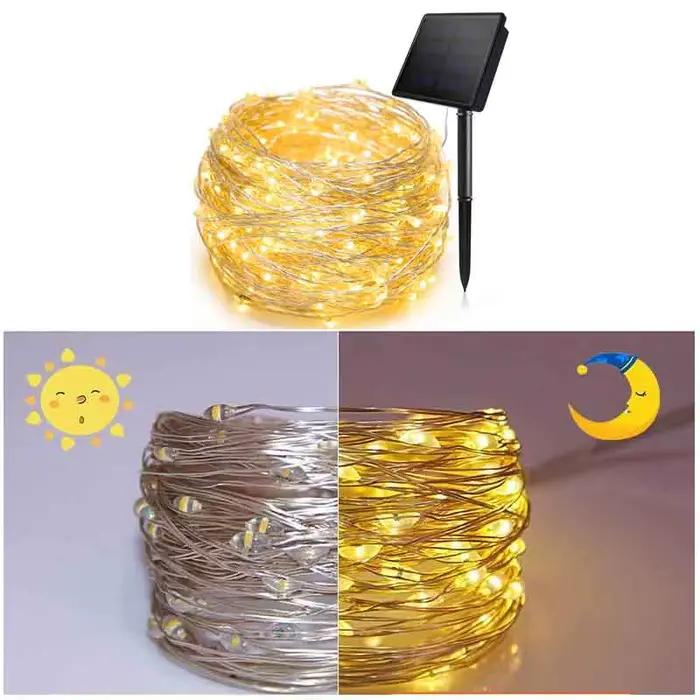 100 LED fée solaire étanche fil de cuivre chaîne lumières fête de noël guirlande lampe à énergie sol