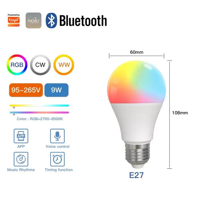 MOES – ampoule Led intelligente Bluetooth, variable, 9W, E27, TUYA, couleur de lumière de fête, vari