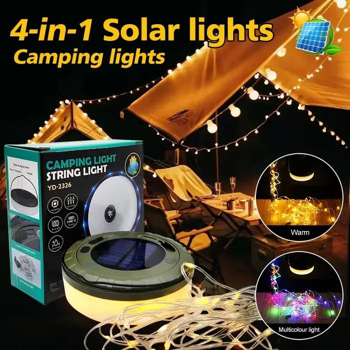 Lampes solaires d'extérieur, lumière de camping, guirlande lumineuse de 10 mètres, lumière de tente