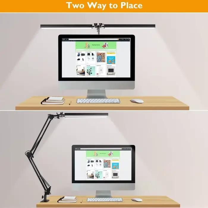 Lampes de bureau LED à intensité variable en continu, moniteur d'ordinateur, lampe de Table USB pour