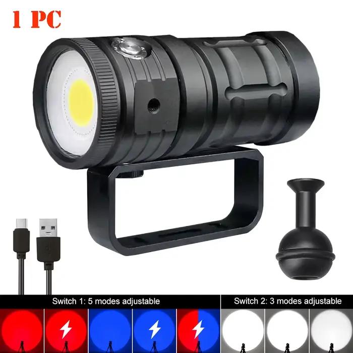 Lampe de poche de plongée professionnelle LED 18000LM COB torche tactique IPX8 étanche éblouissante