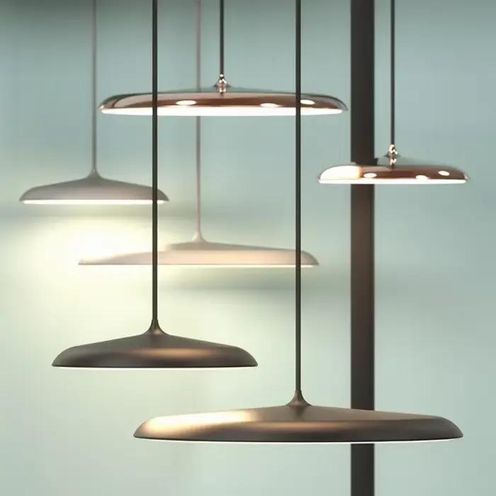 Lampe LED Suspendue en Métal UFO, Design Artistique Moderne, Suspension Ronde d'Nik, Lampe Nordique
